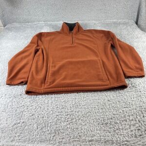 ST JOHNS BAY Fleece Pullover Quarter Zip Sweatshirt Orange Size L